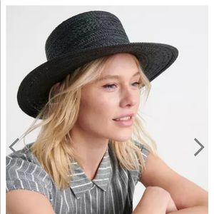 Lucky Brand Black Flat Top Boater Hat
